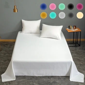 

Beds Sheet + 2pcs Pillowcase Solid Colors White Black Gray Navy Classical Universal Modern Flat Sheet Bedclothes More Size Hotel
