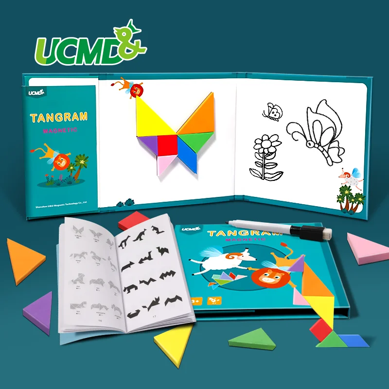 Магнитные 3D головоломки Монтессори игра животные Tangram головоломка доска Обучающие Развивающие игрушки Детская обучающая помощь детский подарок