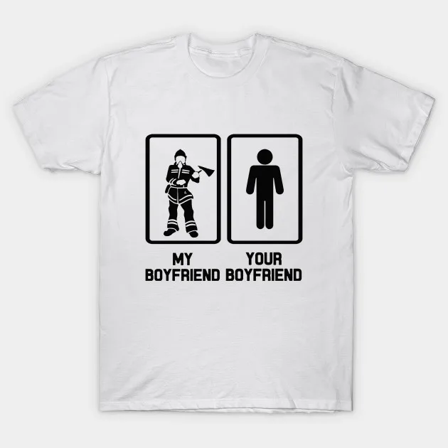 My boyfriend is a firefighter t shirt Clearance