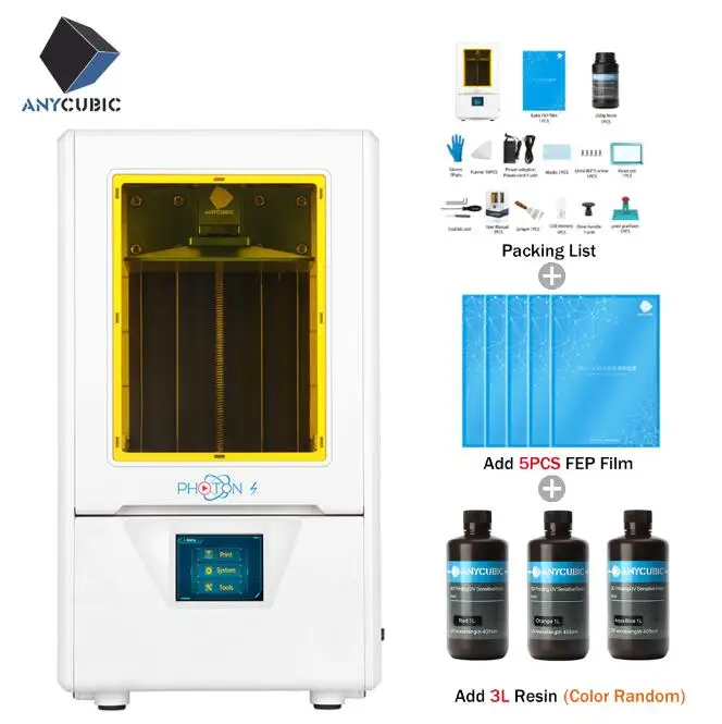 ANYCUBIC Photon-S 3d принтер 2 цвета черный/белый 500 мл ЖК обновленный модуль матрица двойной оси Z SLA фотоны принтер 3d Друкер - Цвет: Whitewith3L5Films