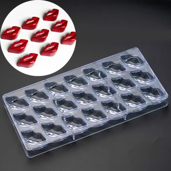 

New3D Chocolate Candy Bars Molds Polycarbonate Plastic Forms Lip kiss Tray Baking Pastry Bakery Tools for Chocolate Candy Moulds