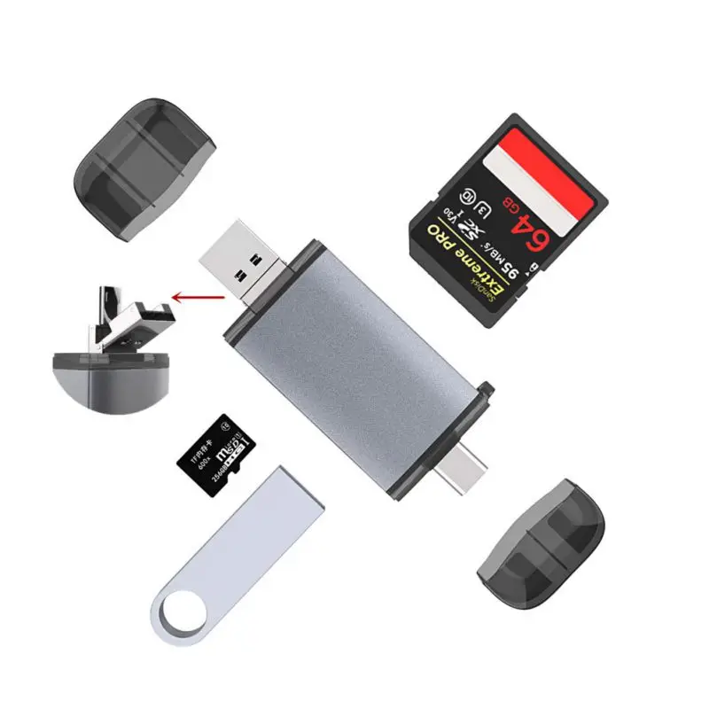 Универсальное 3-в-1 кард-ридер адаптер Тип usb с разъемами типа C и USB TF защищенная цифровая Карты памяти и аксессуары для мобильного телефона, компьютера
