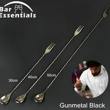 30 см/40 см коктейльные палочки для взбивания, мешалка, черный бар, ложка, Витая Ложка для перемешивания, вилка, разбивалки, бармен, барные инструменты