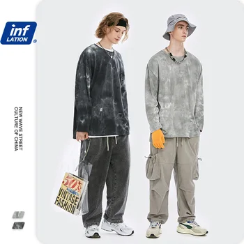 

INF Men'S Wear | 2020 Autumn and Winter New Style Street Dark Irregular Tie-dye Slit Relaxed Casual Long-sleeved T-shirt Men
