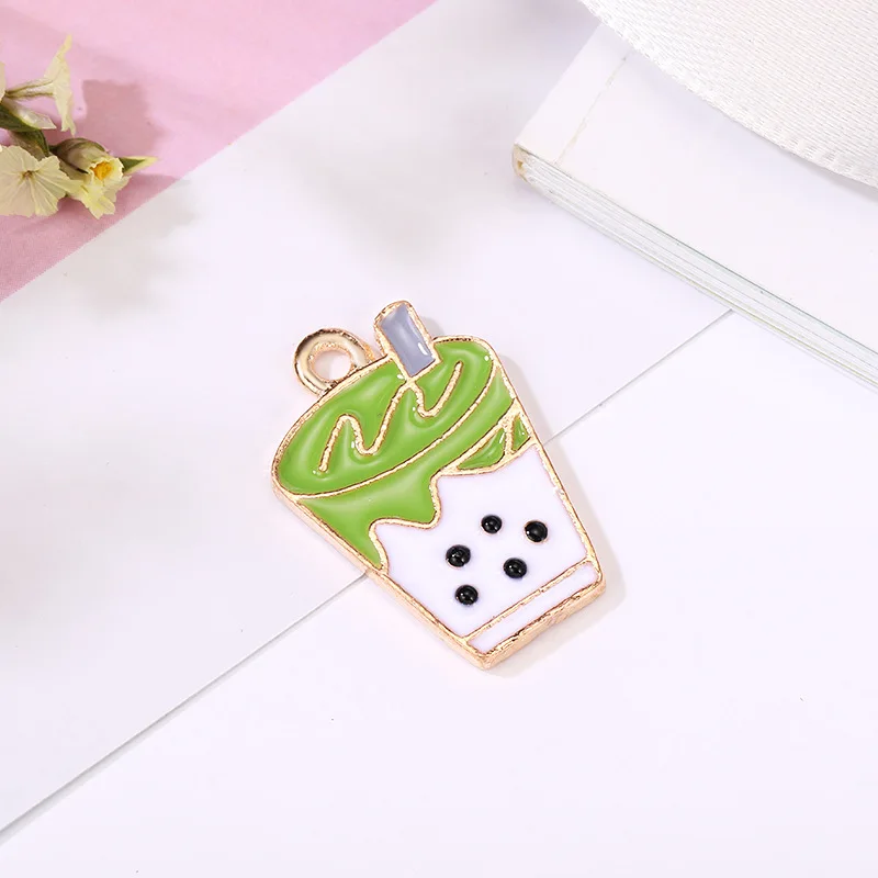 20 шт./лот DIY модные подвески Эмаль сплав жемчуг молоко чай украшения аксессуары ручной работы изготовление ожерелье серьги аксессуары 22x25