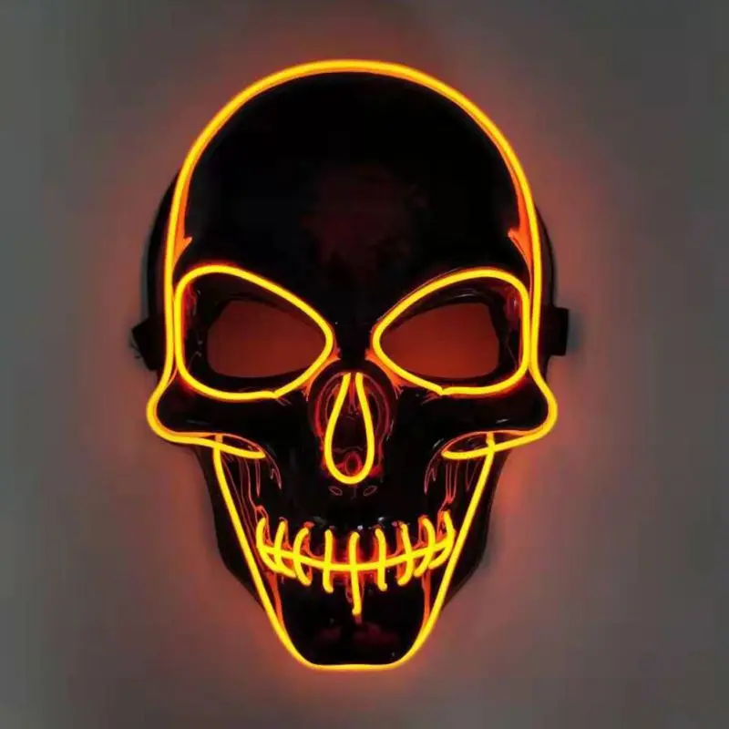 Halloween Skeleton Mask LED Illuminated Scary EL-Wire Mask Light Up Festival Cosplay Costume Supplies Party Mask Glowing Props