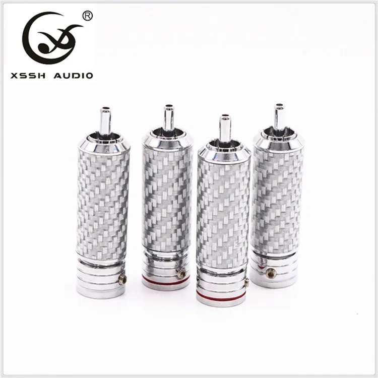 XSSH аудио hifi 8 шт. родиевое покрытие медь углеродного волокна оболочки 10 мм RCA аудио коннектор Jack для 6~ 10 мм кабель
