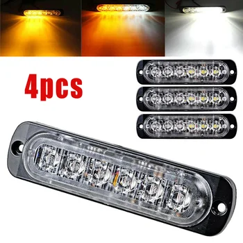 

4pcs Bar lights Ambe White Replacement 6000K Waterproof 6-LED Emergency