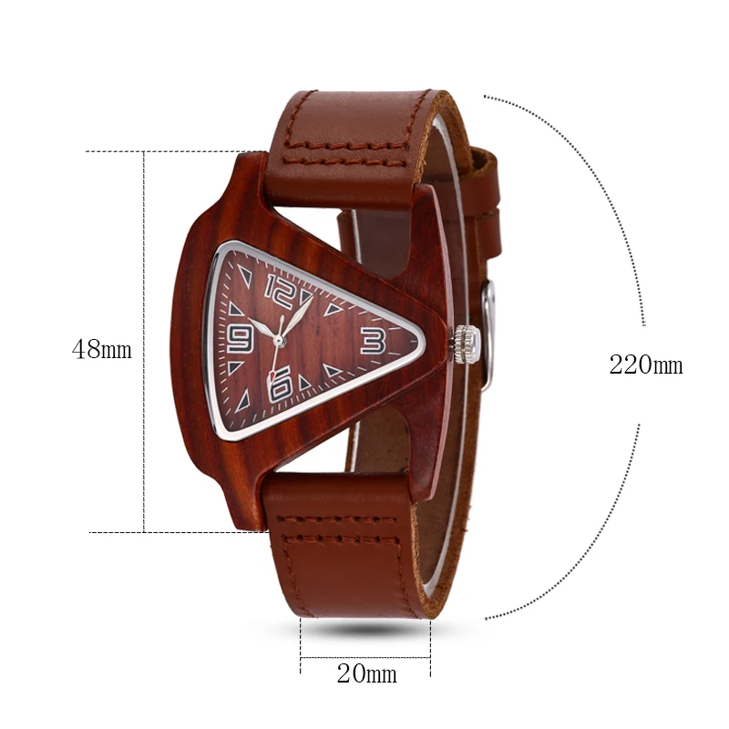Bamboo Triangle Colorful Women Wood Wrist Watch Ladies Wooden Watches 2022 Leather Strap Female Male Quartz Wristwatch Saati
