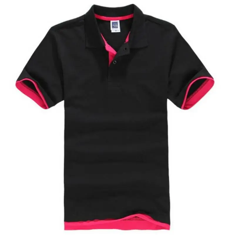 Black-Red Дышащая мужская деловая Повседневная рубашка поло для мужчин, брендовые Дизайнерские мужские летние рубашки поло с коротким рукавом, трикотажная одежда golft - Цвет: Black-Red