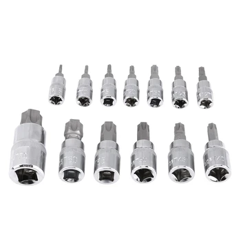 

13Pcs E-Type Star Bit Socket Set 1/4" 3/8" 1/2" Drive Repair Tool Kit New