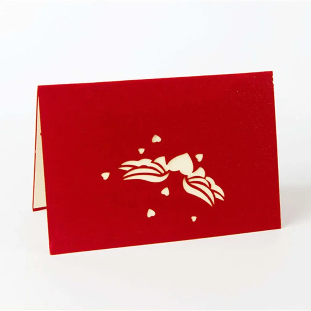 

3D Pop Up Greeting Postcards Birthday Gift Cards Red Heart Festival Card Vintage Invitation Marriage Love Letters Messages