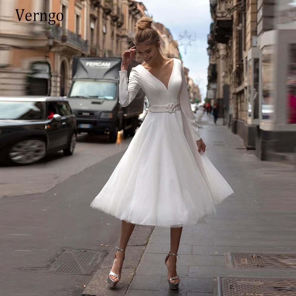 Tulle Skirt Tea Length Bridal Gown Plus 