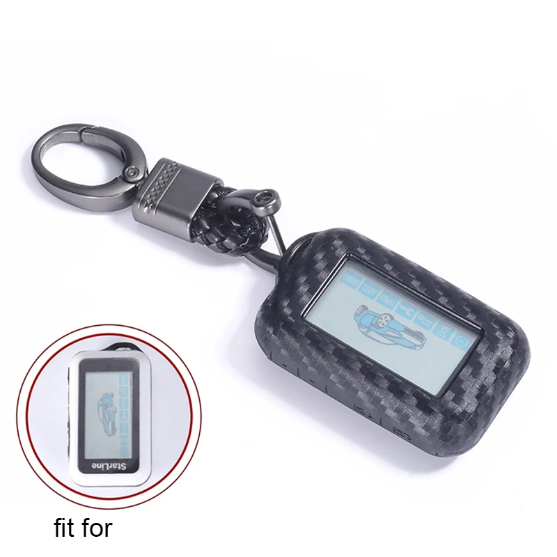 Caron Fiber Silicone Key Fob Cover Cases For StarLine E90 E63 E93 E95 E66 E96 LCD Remote Controller KeyChain Transmitter Holder key case cover