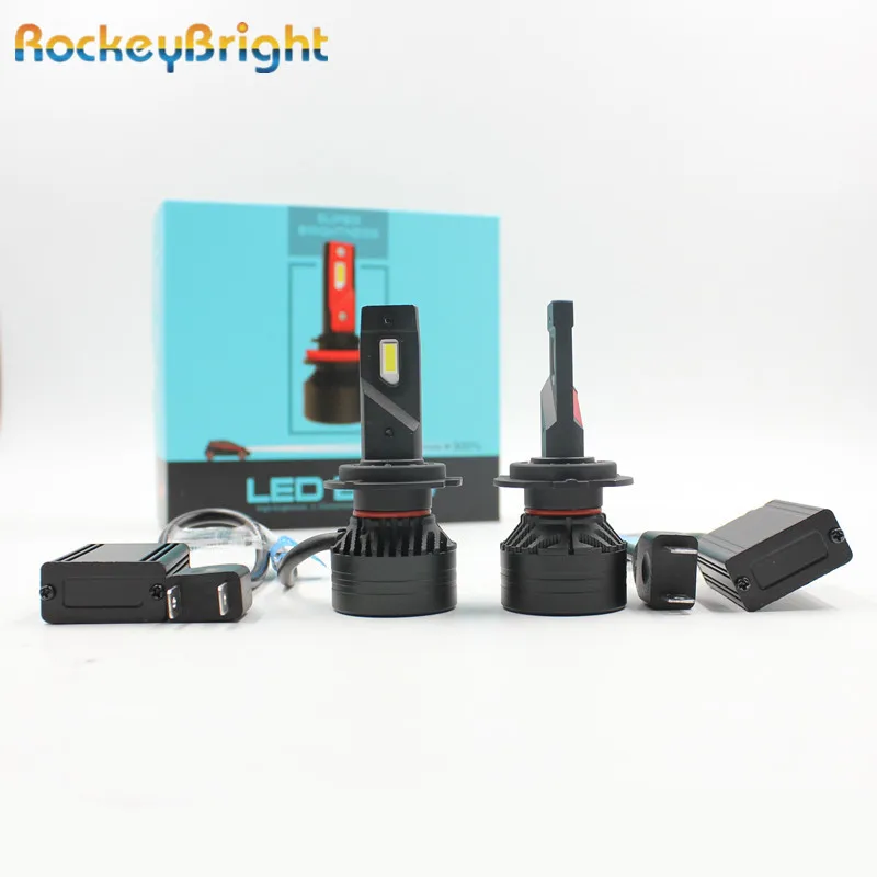 Rockeybright F3 10000lm H4 led faro H7 H8 H9 H11 faro H4 90W blanco brillante H1 H3 880 881 H16 9005 LED H7 faro
