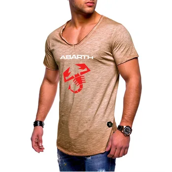 

Summer Men's T-Shirt for Abarth Car Logo Printed Men's short sleeve Fashion Casual Solid color Short sleeve V-neck T-Shirt R