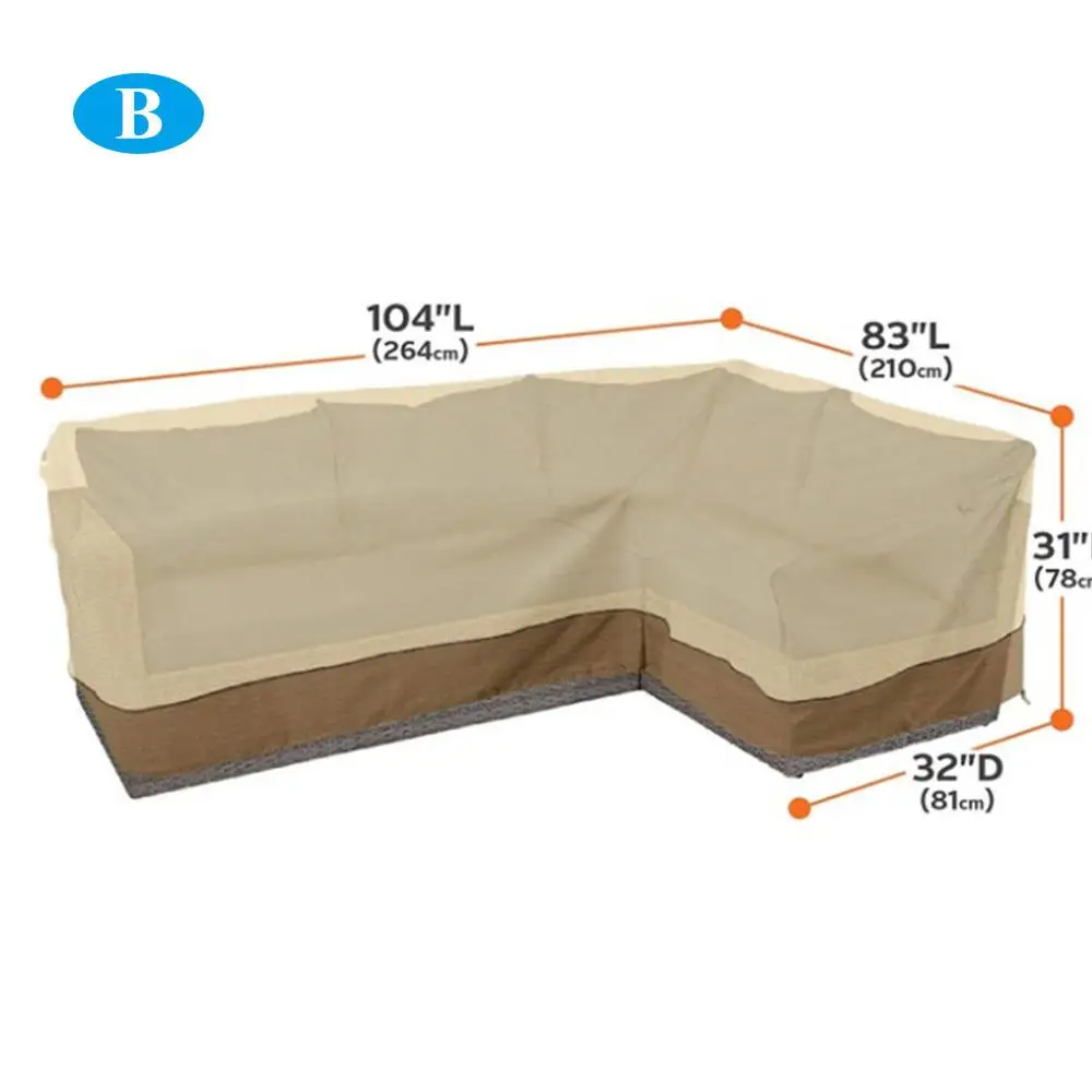 264*210 см уличная мебель для патио пылезащитный чехол L образный водонепроницаемый чехол 210D длинный диван крышка двора солнцезащитный протектор