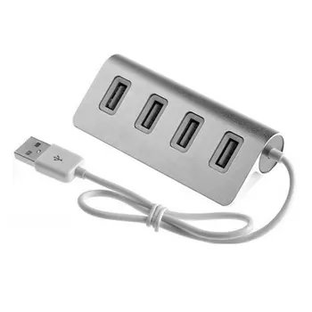 

High Speed Mini 4 Port Blue LED Light USB Hub Splitter Aluminium Power for Apple Mac Macbook Laptop Desktop PC Computer