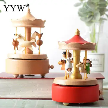 

Merry-Go-Round Wooden Music Box European Handmade Beech Music Box Creative Decoration For Home Or Gift Wooden Music Box