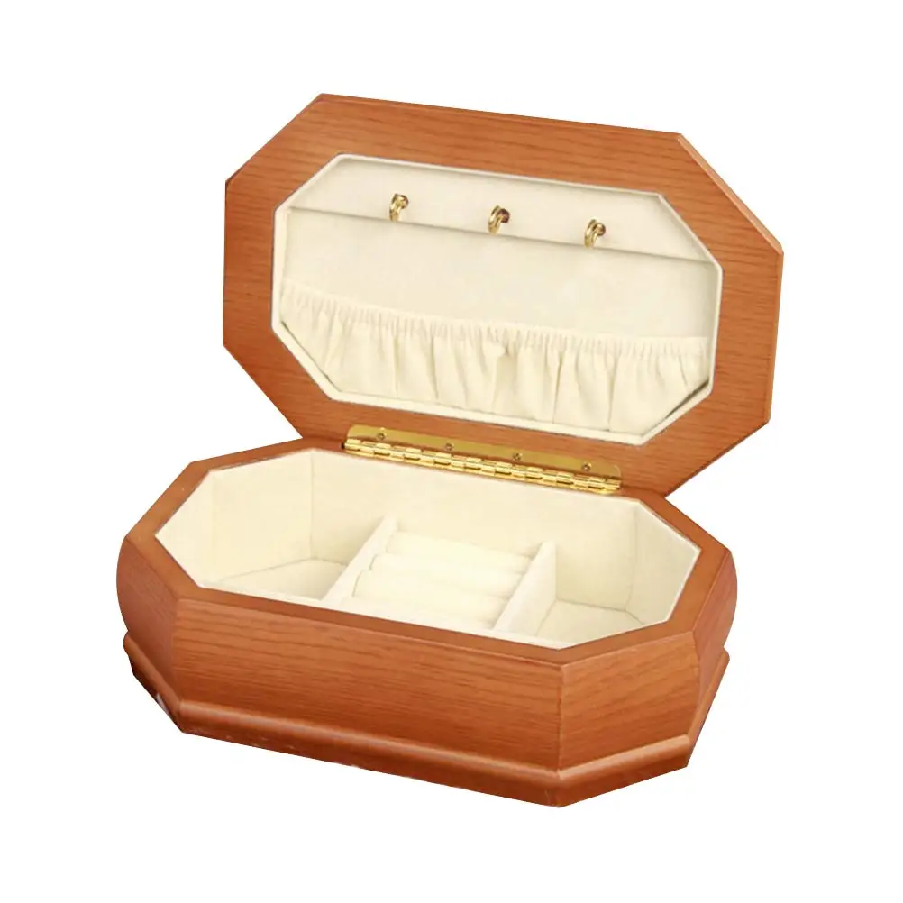

1pc Octagonal Rustic Wooden Jewelry Box Jewelry Bracelet Earrings Necklace Storage Box Case Organizer