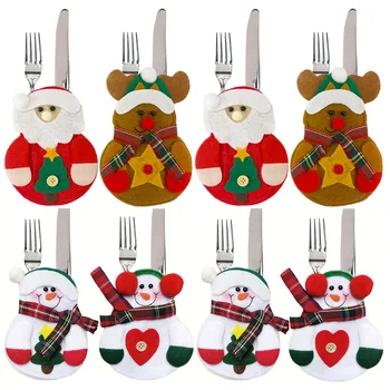 

10pcs Christmas Decorations Snowman Kitchen Tableware Holder bag Party gift Xmas ornament Christmas decorations for home table