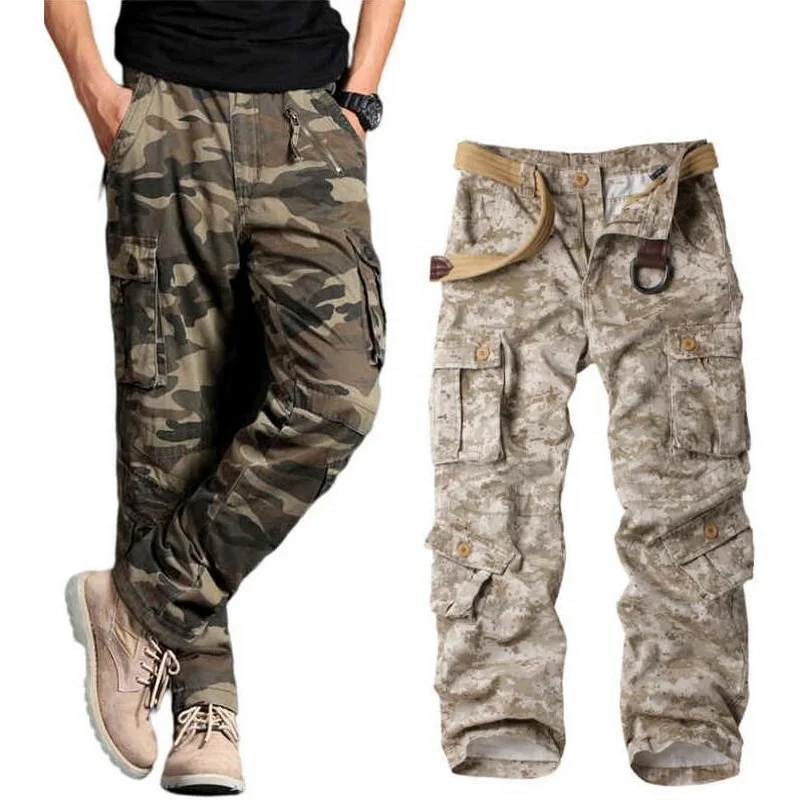 

Men's Trousers Cargo Pants 8 Pockets Outdoor Multi-Pocket Baggy Camouflage Tactical Pants Overalls 20 Colors Size 29-44