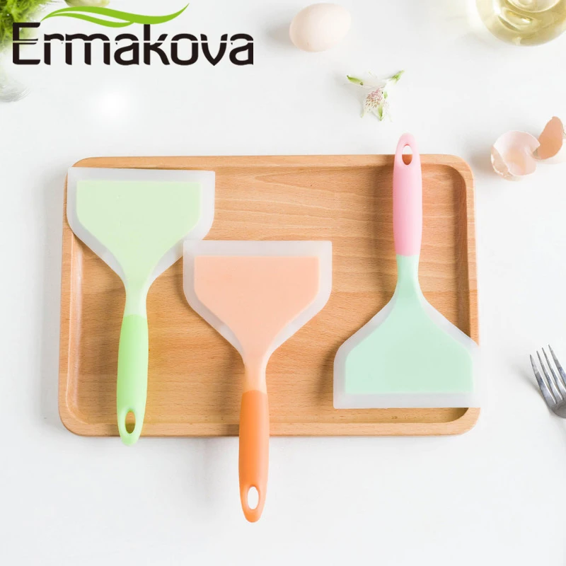  ERMAKOVA Non-stick Silicone Rolled Omelet Shovel Heat-Resistant Scraper Fish Spatula 4.7 Inch Wide 
