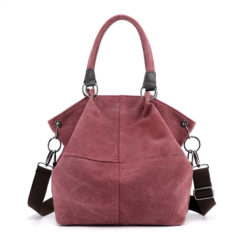 Bag Wine Red Сумки через плечо для женщин Холщовая Сумка женские сумки leisureLadiesCanvas ручная сумка Bolsos Mujer женская сумка на плечо серый - Цвет: Bag Wine Red