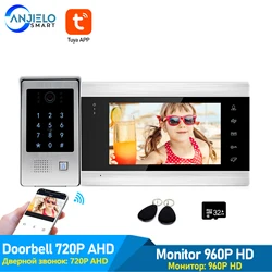 Tuya – visiophone intelligent wi fi 720P AHD, clavier d'interphone vidéo, carte RFID, déverrouillage de l'application, détection de mouvement, système de contrôle d'accès à domicile 