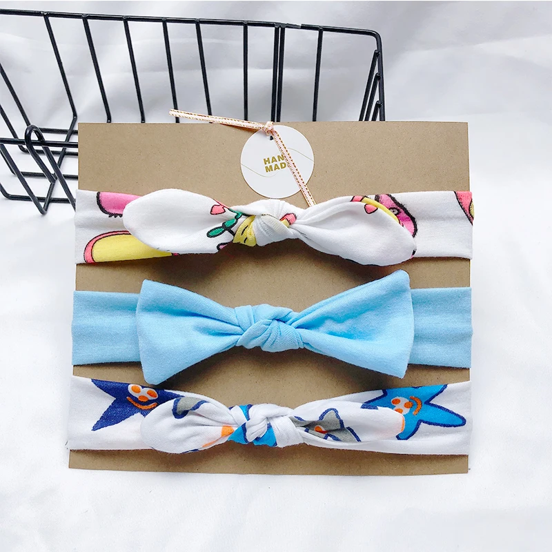 baby accessories clipart 3pcs/lot Dot/stripe/Print Flower Cartoon Bow Elastic Headbands Toddler Turban Hair Band Baby Girl Bows Hair Accessories Baby Accessories discount