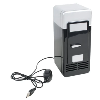 

HOT-Portable Gadget USB Mini Black Heating and Cooling Refrigerator for Home Office Desktop Office Drinks