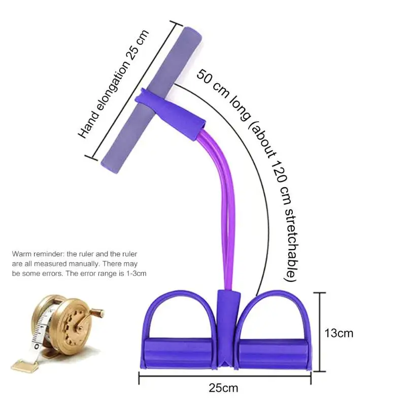 Прочная ножная педаль тяга веревка нежная текстура 2 трубки сопротивление группы тренажер для ног с педалями сидение тяга веревка оборудование для йоги - Цвет: Фиолетовый