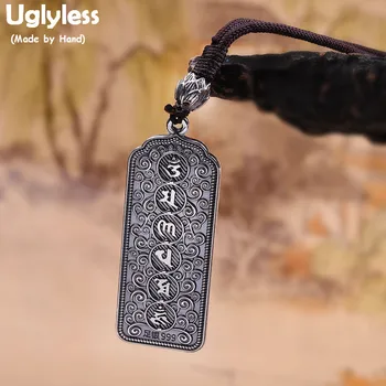 

Uglyless Thai Silver Buddhistic Buddha Pendants +Rope Chains Religious Gifts Jewelry 925 Sterling Silver Square Necklaces C118