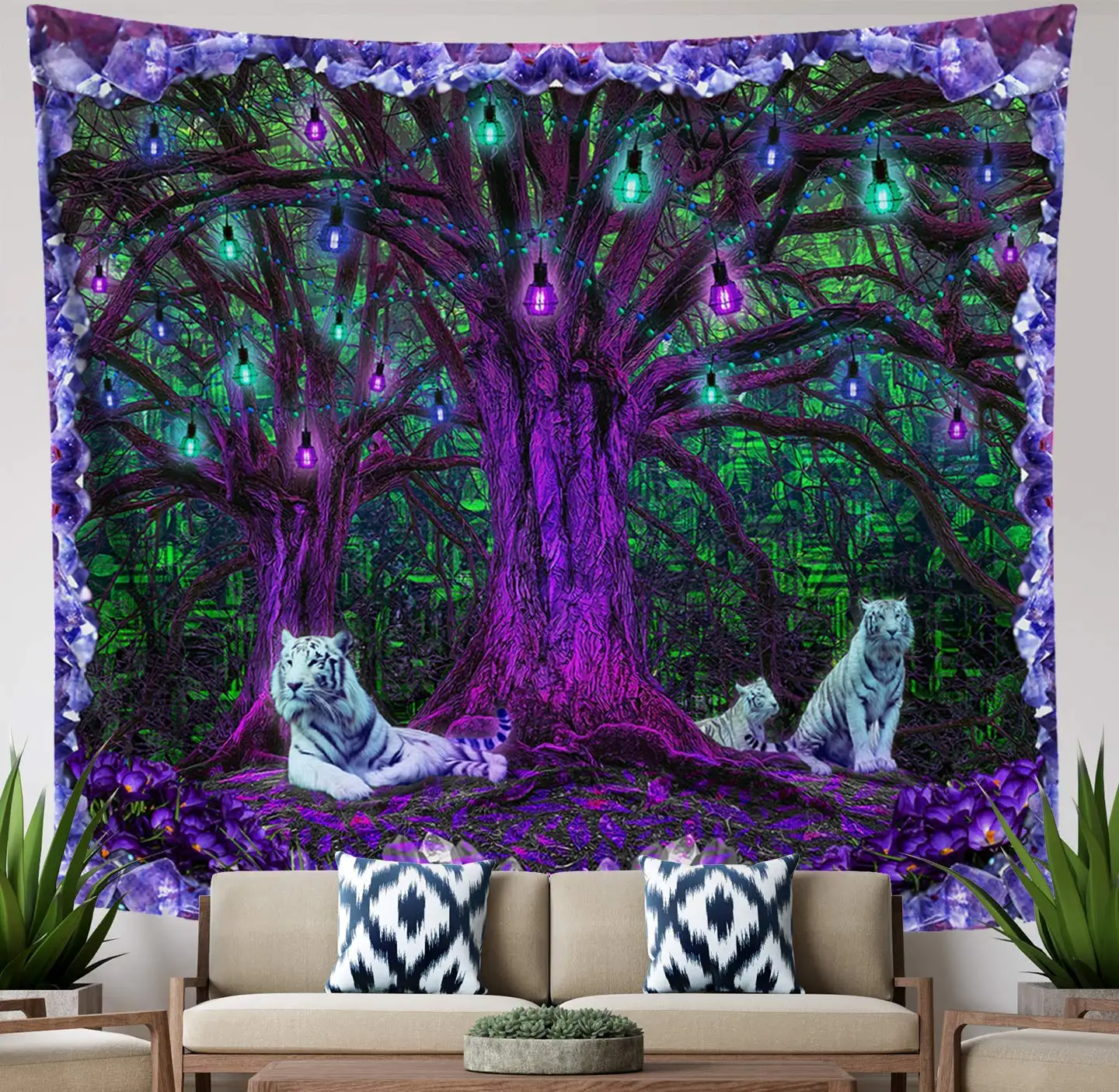 

Lucid Eye Studios Tiger Tree Psychedelic Tapestry Green Matrix Wall Hanging