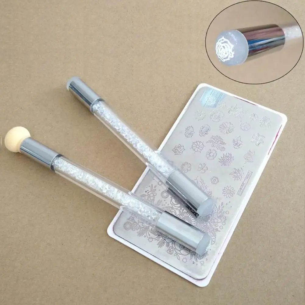 

Nail Art Brush Pen Sponge Dual Head Gradient Brush Glitter Powder Rhinestone Picking up Dotting Pen Printing Template Tool