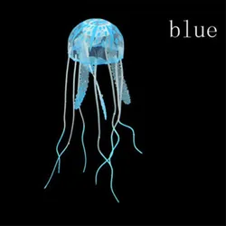 Vibrant Glowing Jellyfish Aquarium Decor - Mini Submarine Ornament (Blue)