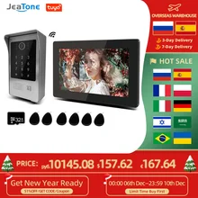Jeatone – visiophone sans fil avec écran de 7 pouces, wi fi, Tuya, IP, caméra de sonnette filaire à 1.0M, avec déverrouillage par mot de passe/rfi, pour appartement et maison