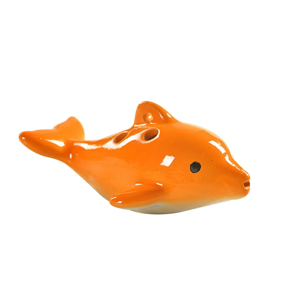 Флейта окарина керамическая 6 отверстий в форме дельфина мини-музыкальные инструменты 6 отверстий ocarina s инструмент керамическая окарина милый подарок - Цвет: orange