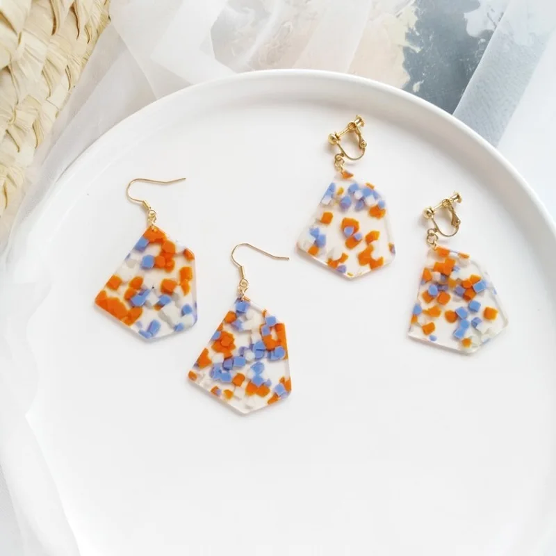 

Korean Creative Beautiful Colorful Acetate Irregular Earrings for Girl Women's Accessories Fashion Personality Ear Clip Jewelry
