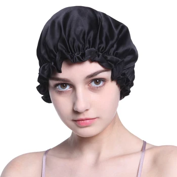 

Women Hats Wrap Sleep Salon Head Cover Elastic Ribbon Hair Care Silk Bonnet Night Cap