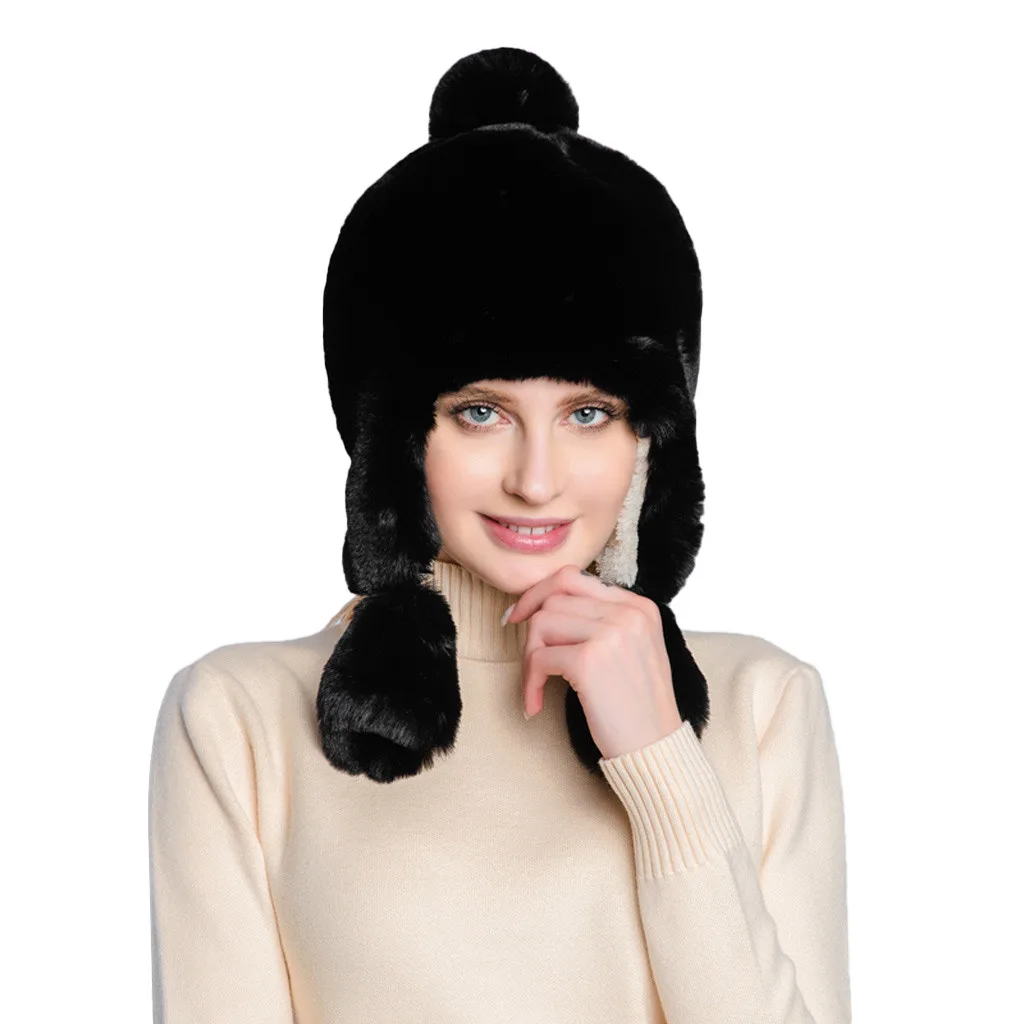 Женская зимняя плюшевая искусственная Толстая шляпа защита для ушей теплая плюшевая шапка gorros de inverno feminino toucas de inverno mulher женская шапка
