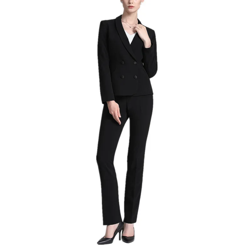 

Women's pants suits Fashion slim double-breasted women suit 2-piece blazer+pants Ladies casual professional wear customization
