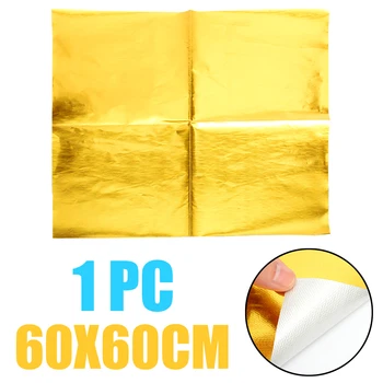 

Car Styling 1PC High Temperature Heat Shield Fiberglass Reflective Gold Wrap Tape Barrier Self Adhesive 60x60CM