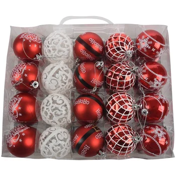 

6Cm Christmas Xmas Tree Ball Bauble Hanging Home Party Ornament Decor Pendant Hanging Home Decoration Ball for Party Red White
