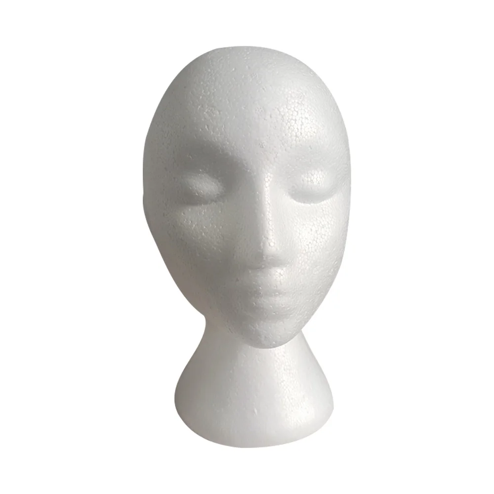 Vrouwelijke Witte Doorbuiging Hoofd Polystyreen Piepschuim Foam Hoofd Model Stand Pruik Haar Hoed Headset Mannequin Hoofd Display Stand Rack