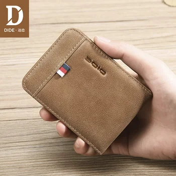 

DIDE Vintage Bank Card Holder For Men Cow Genuine Leather Mini ID Credit driver license Card Holder Male and Female