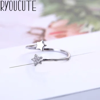 

Retro Vintage 925 Sterling Silver Crystal Star Rings For Women Girls Valentines Gifts Gothic Rings 2020