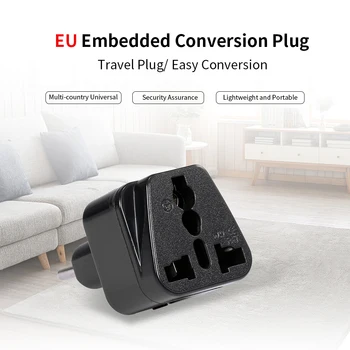 

High Quality EU Conversion Plug 5-hole Adaptor Plug EU Plug to Universal Socket Travel Plug Adapter Black