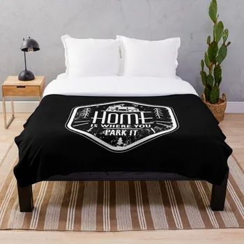 

Home is where you park it vanlife camper art Throw Blanket Soft Sherpa Blanket Bed Sheet Single Knee Blanket Office Nap Blanket