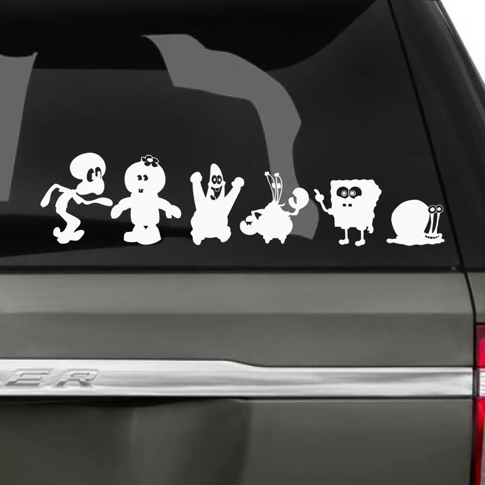 

Sponge Bob Family Car Decal Childhood Memories Cartoon Animated Character Pattern Vinyl Car Stickers Art Rainproof FA023